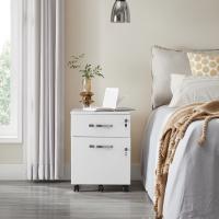 Archivador con cerradura y 2 cajones, pedestal con 5 ruedas, rieles ajustables, ideal para oficina en casa, disponible en blanco o negro - details 8
