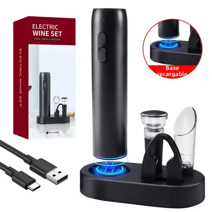 Abreventanas Eléctrico Automático Con Base De Carga Recargable Accesorios De Cocina Herramientas Para Botella De Vino Rojo - 1