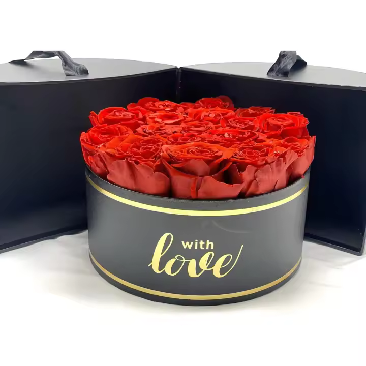 Rosas Rojas preservadas en Caja de Regalo con Apertura y Lazo - Rosas eternas Regalo San Valentín - Flores preservadas y eternas (día de la Madre,cumpleaños,Aniversario) (18 Rosas Rojas) - 1