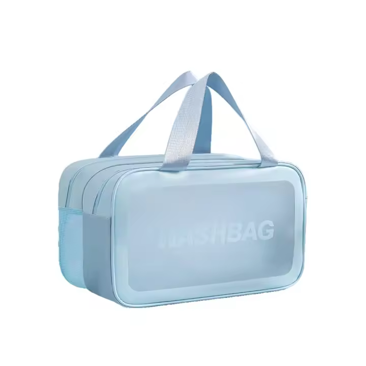 Neceser azul para mujer, neceser de viaje transparente, neceser portátil, neceser impermeable, neceser para hombre, neceser de maquillaje - 1