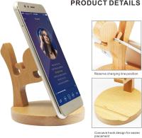 Soporte para teléfono inteligente de madera, soporte para teléfono, creativo Kung Fu Kid Placa de soporte para teléfono móvil, adecuado para tabletas y teléfonos inteligentes - details 2