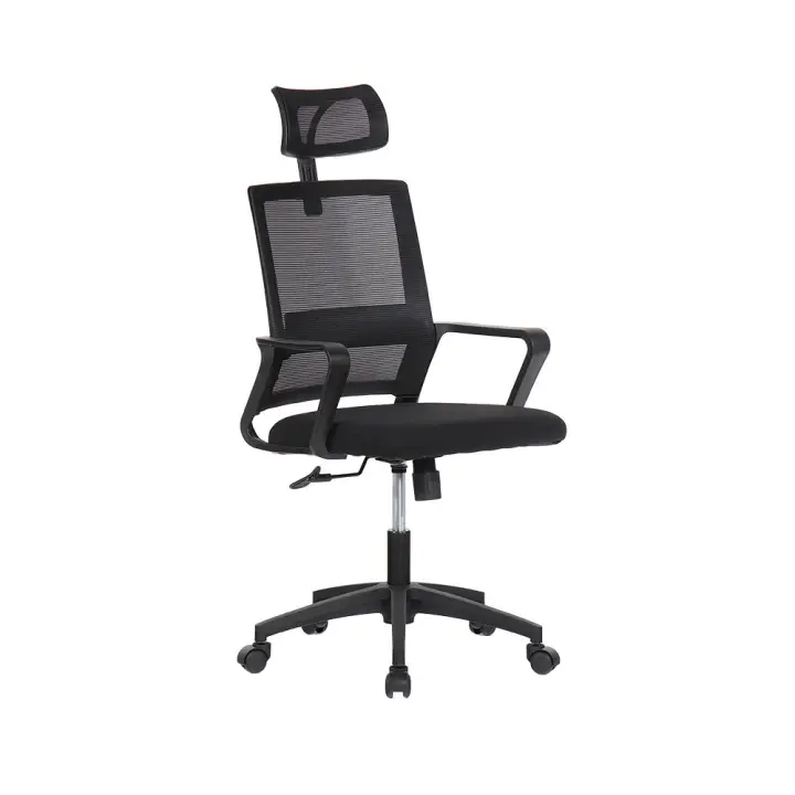 Edm Silla de Oficina Ergonómica Negra con Respaldo en Malla de Nylon Ajustable y Reposacabezas Regulable - 1