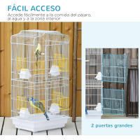 PawHut Jaula para Pájaros 46,5x35,5x92 cm Pajarera de Metal con Puertas 4 Comederos 3 Perchas Columpio Bandeja Extraíble y Asa de Transporte para Loro Canario Periquito - details 3