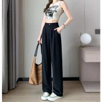 Pantalones De Sastre Para Mujer Cintura Alta Manga Larga Color Sólido Estilo Clásico Para Oficina Pantalones Rectos Y Anchos Basicos - details 12