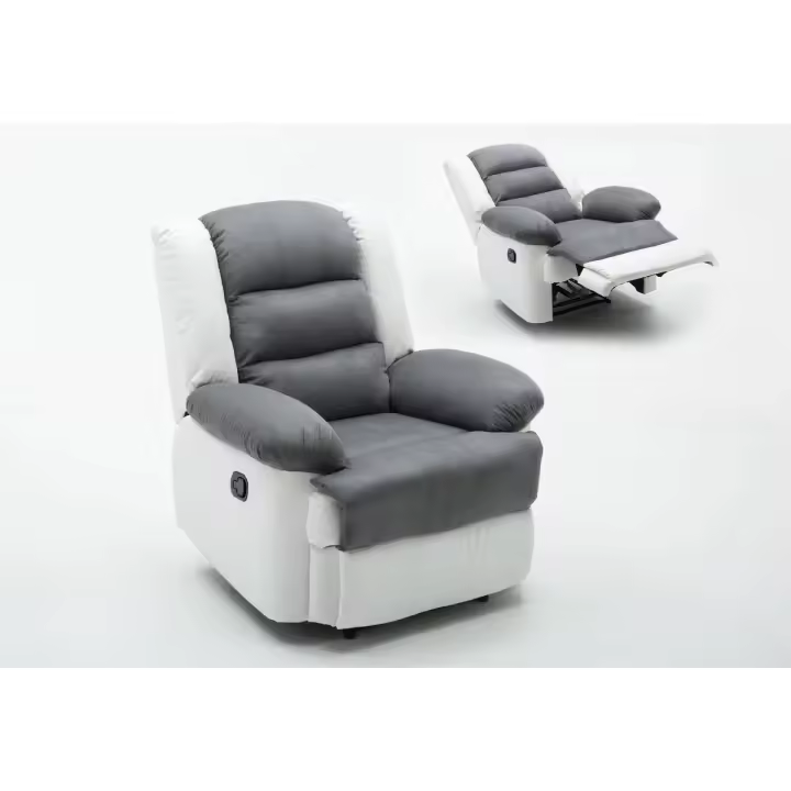Sillón relax "Buckingham" - Blanco / Gris claro - 1