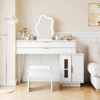 Blanco de Diseño eshamotable, Modern Efecto para dormitorio-Dimensiones: A100/H78/D40 cm (taburete no incluido) - details 0