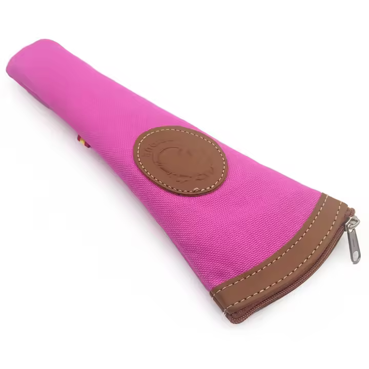 Funda abanico con cremallera (24,5 x 9 cm). Porta abanico cuero estuche protector Hispapiel. Cosido a mano con bandera de España. NO INCLUYE ABANICO - 1