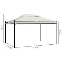 Outsunny Cenador de Jardín 4x3m Pabellón con Techo Doble Transpirable y 4 Cortinas Laterales Extraíbles Carpa de Acero para Fiestas Bodas Eventos al Aire Libre Crema - details 2
