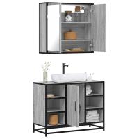 vidaXL Set de muebles baño 2 pzas madera contrachapada en color Marrón roble/Gris sonoma/Roble Sonoma y más | almacenamiento funcional diseño moderno para baño dormitorio sala - details 1