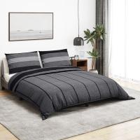 vidaXL Juego de Funda Nórdica Sábana Ropa Cama Algodón 260x240 cm Color Blanco y marrón,  Gris claro,  Gris y mas - details 4