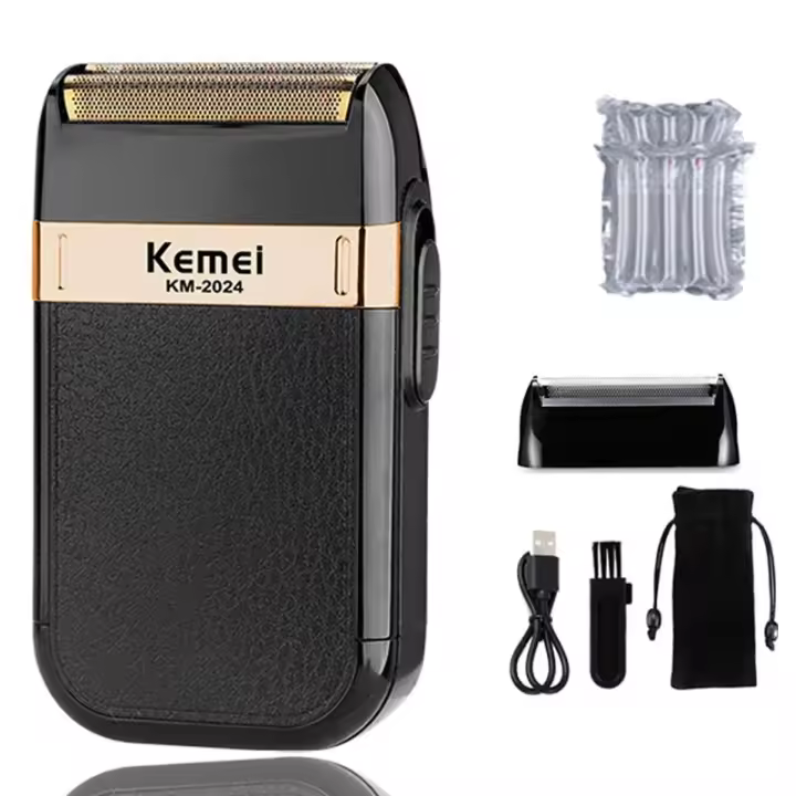 Afeitadora Eléctrica Kemei KM-2024 Recargable USB Cabeza Adicional Reciprocante Cuchilla Doble Afeitado Barba Trimmer - 1