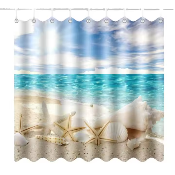 Cortina de Ducha Antimoho Poliéster Lavable Opaco Canvas, Curtain Partition, with 12 Ganchos de Ducha para Bañera Familia Hoteles Autocaravana Dormitory, 180x180CM - 1