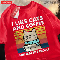 Camiseta De Algodón I like Cats And Coffee Para Hombres Y Mujeres Camiseta Hip Hop Suelta De Cuello Redondo Moda Streetwear Para Pareja - details 14