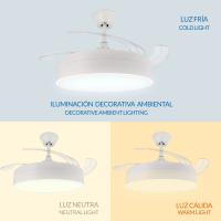 Lámpara Ventilador Led Motor DC con Mando a Distancia, Aspas Retráctiles, 6velocidades, 3 Temperaturas de Luz, Temporizador, Función Verano e Invierno - details 4