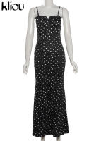 Vestido Clásico De Moda Para Mujer Kliou Point Con Tirantes Spaghetti Y Corte Trasero Sin Espalda Ajustado a La Figura Traje De Moda Para Mujer De Verano - details 1