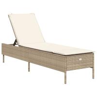 vidaXL Tumbona con cojín ratán sintético Negro, Marrón, Gris Sillas de Exterior Ideal para jardín, playa, piscina, terraza Tumbona Piscina Tumbonas Playa Tumbonas Jardín Exterior - details 5