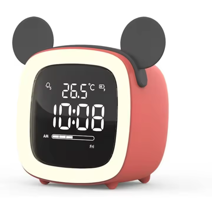 Lindo mini reloj despertador de dibujos animados creativo para estudiantes, luz de noche silenciosa para dormitorio, lámpara de mesa con iluminación digital, reloj con pequeño árbol - 1