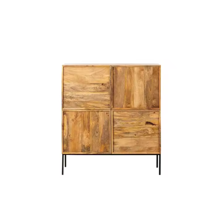 Aparador madera maciza Viana 4 puertas roble claro para salón o cocina - 1