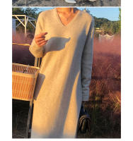 Vestido Largo De Mujer Otoño Invierno 2024 Nueva Vuelta Suéter Tejido Suéter Maxi De Cashmere Estilo Coreano Elegante - details 12