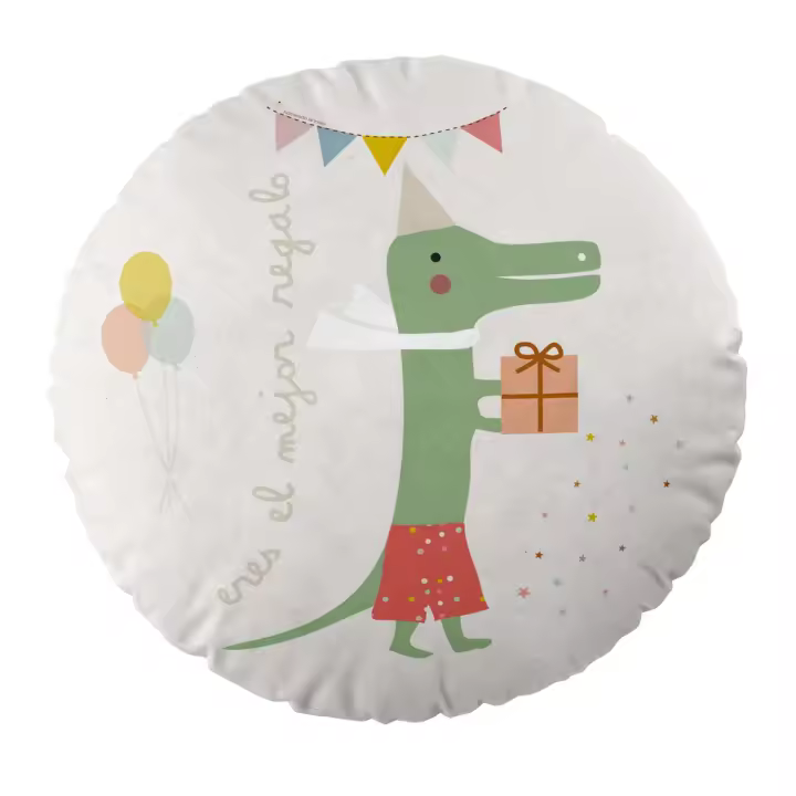 HACIENDO EL INDIO - Cojín Redondo Estampado - Con Relleno - 40 cm de diámetro - Algodón - Extra Suave - Fabricado en España - 1