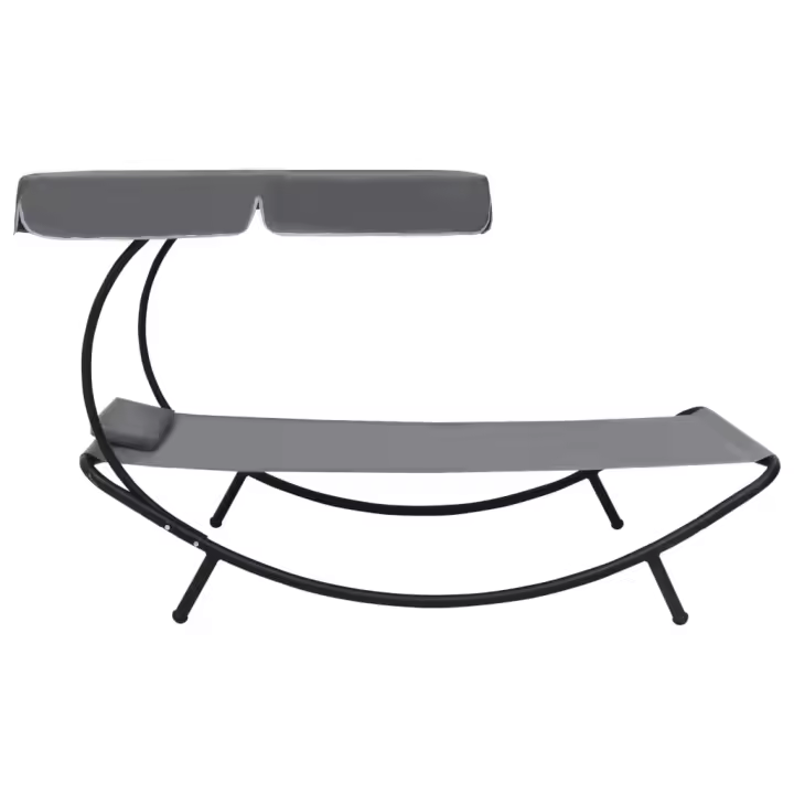 vidaXL Tumbona de jardín con toldo y cojín 200x90x112 cm Blanco crema, Marrón, Gris Sillas de Exterior Ideal para jardín, playa, piscina, terraza Tumbona Piscina Tumbonas Playa Tumbonas Jardín Exterior - 1