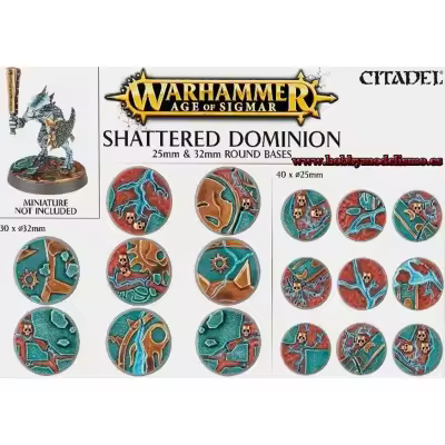 WARHAMMER AGE OF SIGMAR BASES REDONDAS DE 25mm Y 32mm  SHATTERED DOMINION - GAMES WORKSHOP 66-96 - 1