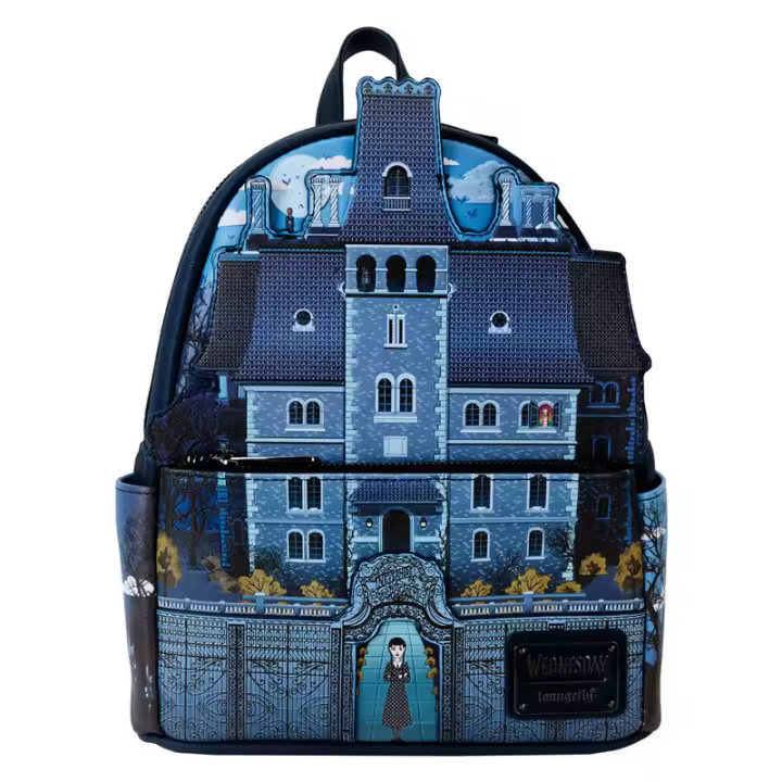 Mochila Nevermore Academy Miercoles Loungefly. Mochila ergonómica con amplio espacio. Diseño resistente y versátil para llevar tus pertenencias con estilo. - 1
