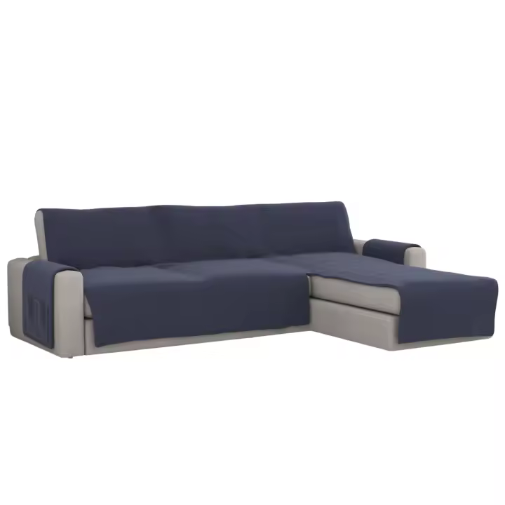 HMS Funda de Sofá Chaise Longue Acolchada Reversible | Protección Antiácaros y Manchas | 240cm - 1
