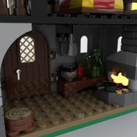 519PCS Modelo Medieval De Casa MOC-82740 Vista De La Calle De La Ciudad Pila De Fogatas Para Dormitorio Bloques De Arquitectura Modular Regalo Para Niños - details 5