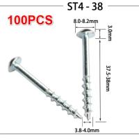 100pcs Tornillos Autoperforantes De Alta Resistencia Para Boquilla De Agujeros En Madera Galvanizados Antirrosa Oblicuos ST4-25 ST4-38 - details 2