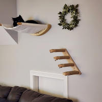 Conjunto De Pasos Para Gato Montado En La Pared Escalera De Madera Sillón Colgante Para Dormir Poste De Rasguñar Moderno Muebles Para Gatos - details 0