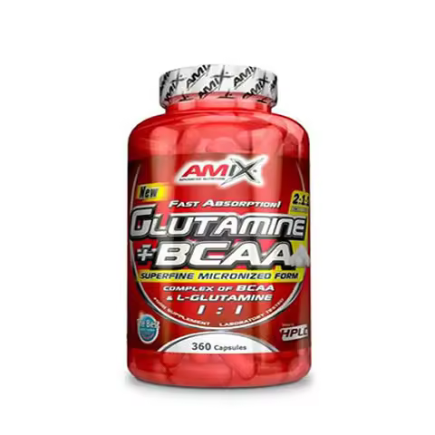 Glutamine + BCAA 360 cápsulas  Suplemento que combina aminoácidos de cadena ramificada (BCAA)  Amix Nutrition - 1