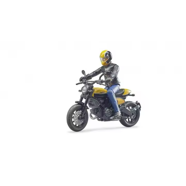 Bruder - Ducati Scrambler Full Throttle - Moto Retro Metal - Figura Bworld Incluida - 1