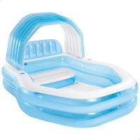 Piscina hinchable INTEX color azul, con toldo desmontable, incluye 2 porta bebidas, tapón para desagüe y parche de reparación, medidas 229x191x135cm, capacidad 1050L - details 0