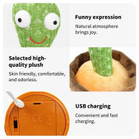 Muñeco De Peluche De Cactus Que Danza Y Habla Juguetes Electrónicos Interactivos Con Luz Y Música Regalo Educativo Para Niños - details 7