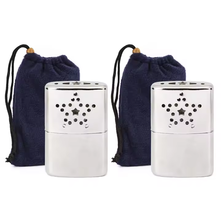 2pcs Mini Aquecedor De Mano Portátil Para Exteriores Reutilizable De Aleación De Metal Con Bolsa Para Pesca Camping Senderismo - 1