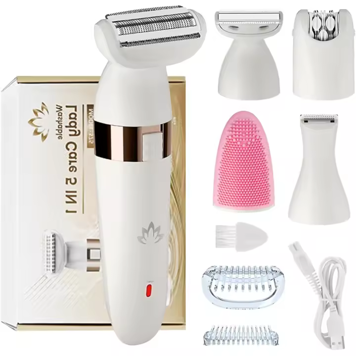5 en 1, Rasuradora Mujer Zona Intima Afeitadora Eléctrica Mujer en Seco y en Mojad, IPX4 Impermeable, Depiladora Electrica Women para Cara, Axilas, Piernas, Bikini - 1