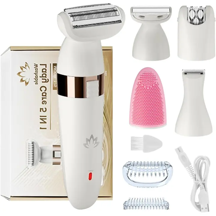 5 en 1, Rasuradora Mujer Zona Intima Afeitadora Eléctrica Mujer en Seco y en Mojad, IPX4 Impermeable, Depiladora Electrica Women para Cara, Axilas, Piernas, Bikini - 1