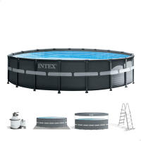 INTEX - Piscina desmontable redonda Ultra XTR de hasta 7 metros de diámetro, incluye depuradora, tapiz, cobertor y escalera, color gris oscuro, resistente y duradera, +6 años, 45-60 min. montaje, piscinas desmontables grandes, piscinas familiares, premium - details 0