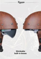 Casco De Motocicleta Retro En Cuero PU Para Hombres Y Mujeres Casco Medio Con Lente HD Adecuado Para Ciclismo Y Patinaje En Cuatro Estaciones - details 2