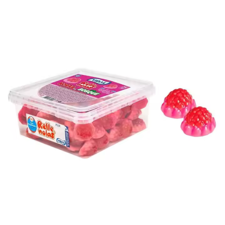 Fresas del Bosque Rellenas Vidal Golosinas, Bandeja de 795g (Sin Gluten) - Gominolas de Fresa con Doble Textura - 1