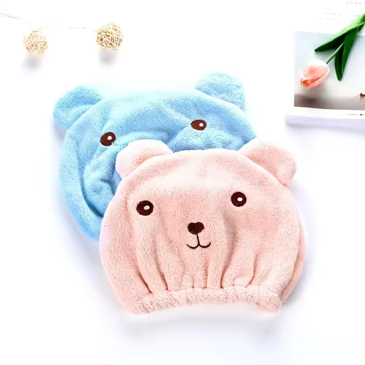 Gorro De Ducha Absorbente Y Rápido Para Secado Del Cabello Con Diseño De Oso De Dibujos Animados Gorro De Baño Para Secar El Cabello Después De La Ducha - 1