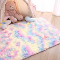 Carpetas Para Niñas Colores Arcoíris Alfombra Grande Suave Para Dormitorio Sala De Estar Moderna Antideslizante Antigota Decorativa - details 2