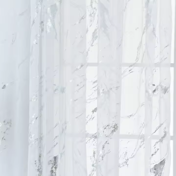 Cortinas De Gauze Translúcidas De 100x200cm Con Patrones De Mármol Dorado Y Plateado Diseño Bipartido Izquierdo Y Derecho Para Decoración De Ventanas Y Hotelería - 1