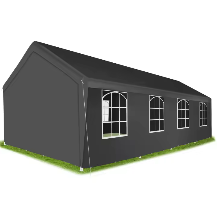 Tectake - Carpa MAMUT 8 x 4 m con sistema de clic, estable e impermeable, Carpa estable para jardín con práctico sistema de clic  Robusta estructura de acero con revestimiento en polvo  Lona impermeable, resistente a los rayos UVA y anti-desgarros - 1