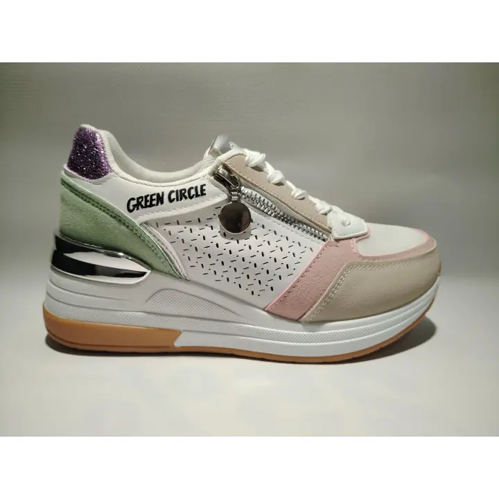 Zapatillas Mujer Green+Circle Pretty. Blanco y pasteles. Cuña. Plantilla confort. - 1