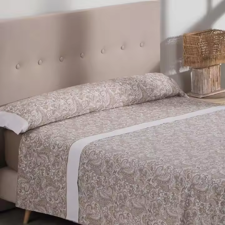 Nalui Juego de Sábanas Atenea Beig / Blanco Tejido Polycotton, Lavable a 30º y Fácil Planchado - 1