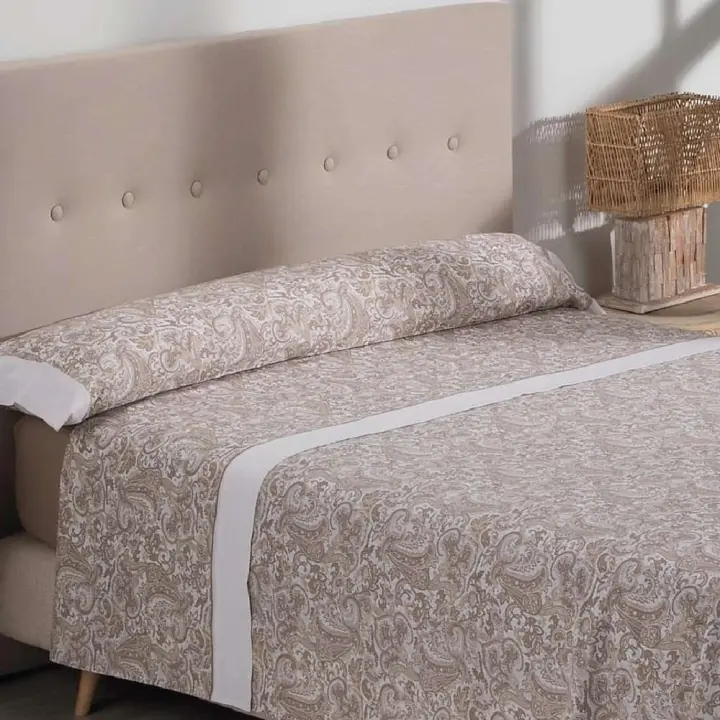 Nalui Juego de Sábanas Atenea Beig / Blanco Tejido Polycotton, Lavable a 30º y Fácil Planchado - 1