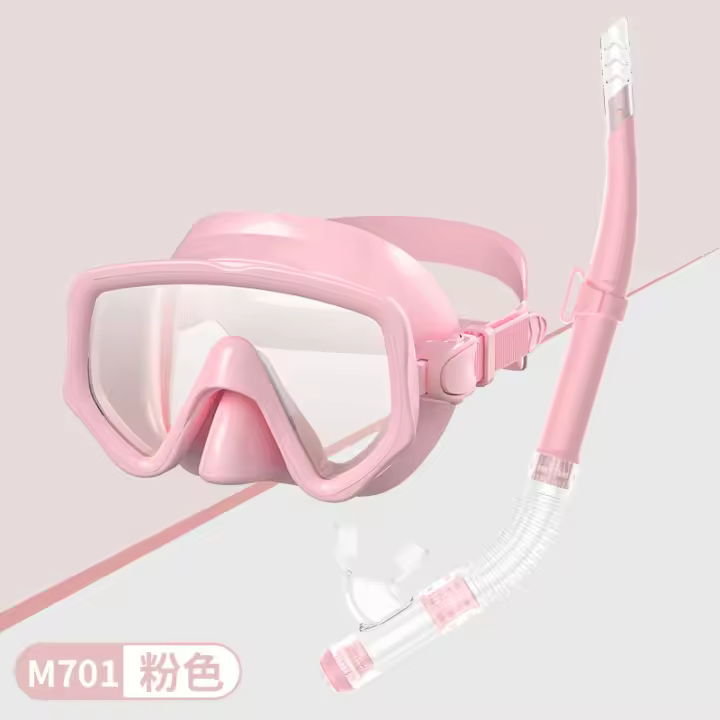 Traje de snorkel, máscara de amplio campo de visión, tubo de respiración semiseco, gafas de buceo de silicona, traje, equipo de buceo de dos piezas - 1