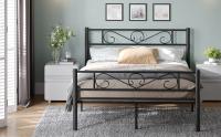 VASAGLE Marco de Cama, Estructura de Cama de Metal, para Colchón de 90 x 190 cm/140 x 190 cm/160 x 200 cm, Cama de Invitados, Montaje Sencillo, para Habitaciones Pequeñas, Negro/Blanco - details 1